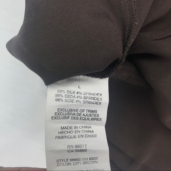 Bebe Chocolate Brown Silk V-Neck Cap Sleeves - Picture 5 of 5